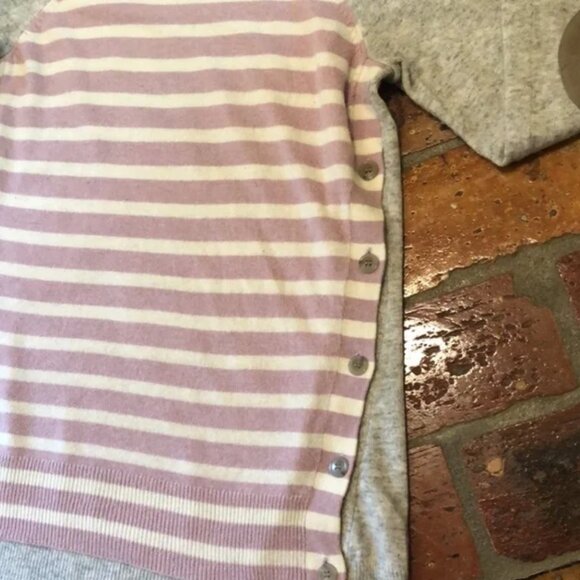J Crew Woo/rabbit Sweater Elbow Patch Stripe Side Button szXXS - Picture 3 of 8